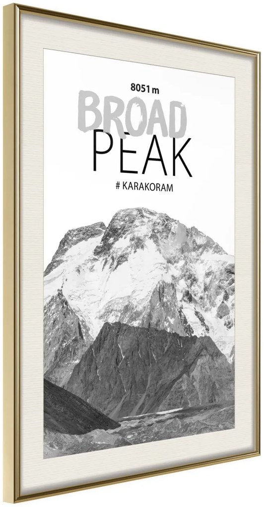 Αφίσα - Peaks of the World: Broad Peak - 20x30 - Χρυσό - Με πασπαρτού