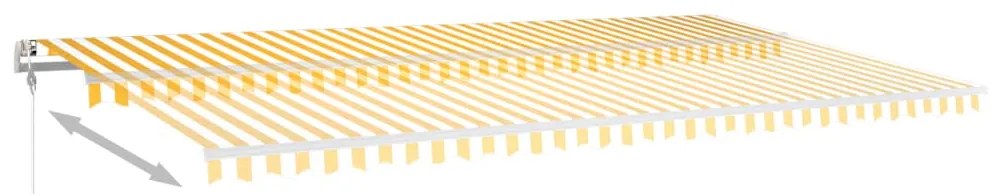 vidaXL Τέντα Συρόμενη Χειροκίνητη με LED Κίτρινο / Λευκό 6 x 3,5 μ.