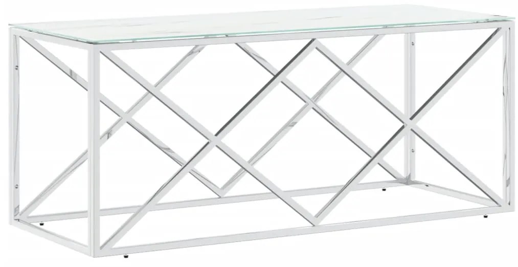 vidaXL Τραπέζι Σαλονιού 110x45x45 εκ. από Ανοξ. Ατσάλι και Γυαλί