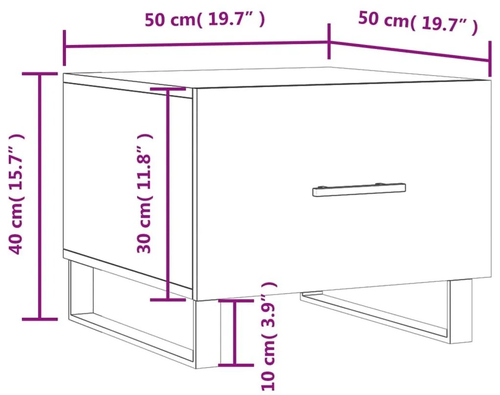 Τραπεζάκια Σαλονιού 2 τεμ. Γκρι Σκυροδ. 50x50x40 εκ. Επεξ. Ξύλο - Γκρι