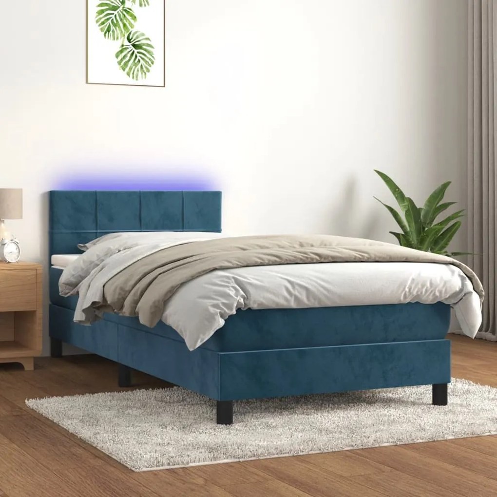 ΚΡΕΒΑΤΙ BOXSPRING ΜΕ ΣΤΡΩΜΑ &amp; LED ΣΚ. ΜΠΛΕ 100X200ΕΚ. ΒΕΛΟΥΔΙΝΟ 3134391