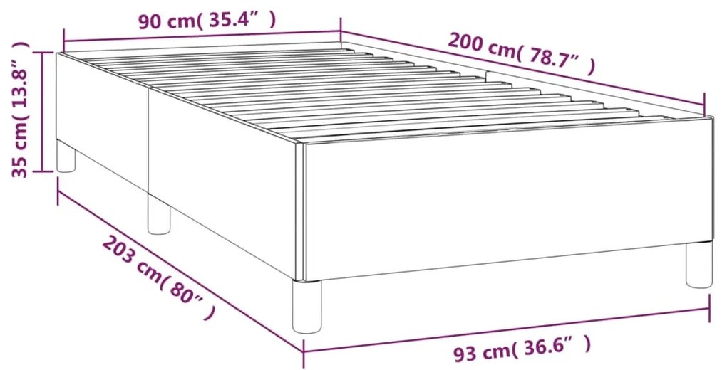 Σκελετός Κρεβατιού Χωρίς Στρώμα Taupe 90x200 εκ. Υφασμάτινο - Μπεζ-Γκρι