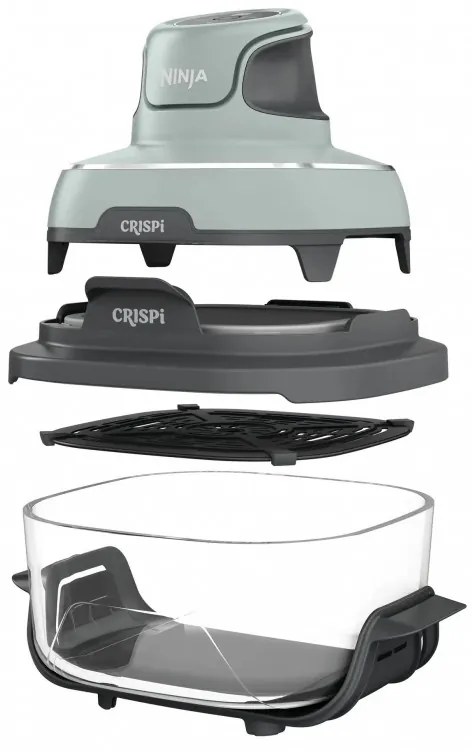 Φριτέζα ζεστού αέρα φορητός 4σε1 Ninja CRISPi FN101EUSG, 1700W, 3.8l, 6 μερίδες, 2 γυάλινα δοχεία, 4 προγράμματα, χωρίς PFAS και BPA, Πράσινο