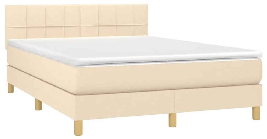 Κρεβάτι Boxspring με Στρώμα Κρεμ 140x190 εκ. Υφασμάτινο - Κρεμ