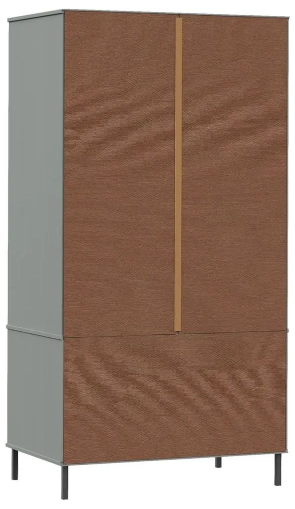 Ντουλάπα OSLO Γκρι 90x55x172,5 εκ. Μασίφ Ξύλο με Μετ. Πόδια - Γκρι