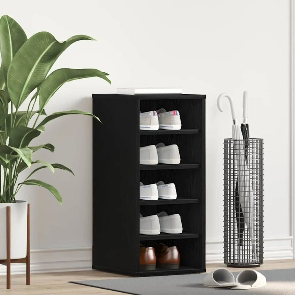 vidaXL Ντουλάπα Παπουτσιών Μαύρη Δρυς 32x35x70 εκ Επεξεργασμένο Ξύλο