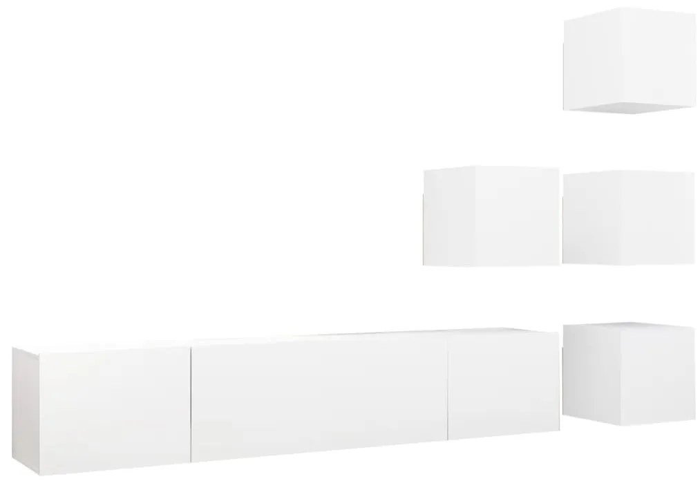 vidaXL Έπιπλα Τηλεόρασης Σετ 6 Τεμαχίων Λευκό από Μοριοσανίδα
