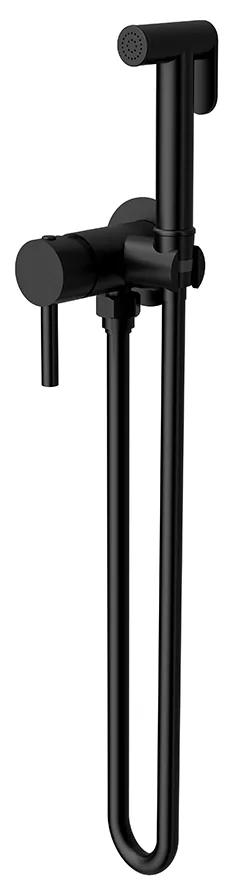 Σύστημα Μπιντέ Σετ Εντοιχισμού με Ορειχάλκινο Ντουζ,Σπιραλ Smooth 120cm Orabella Black Matt 10300
