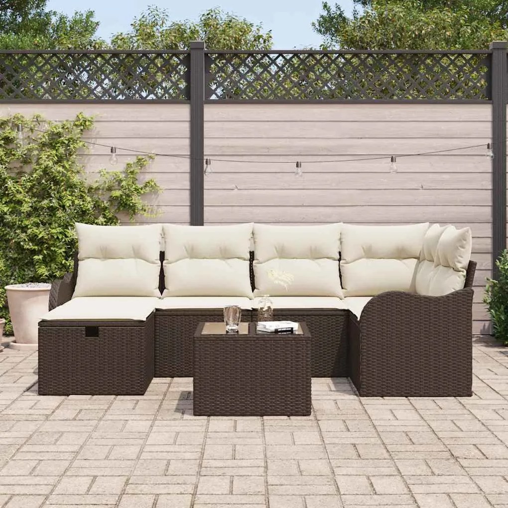 vidaXL Σετ Καναπέ Κήπου 7 pcs Καφέ και κρεμ 232.5 x 122.5 x 85 εκ