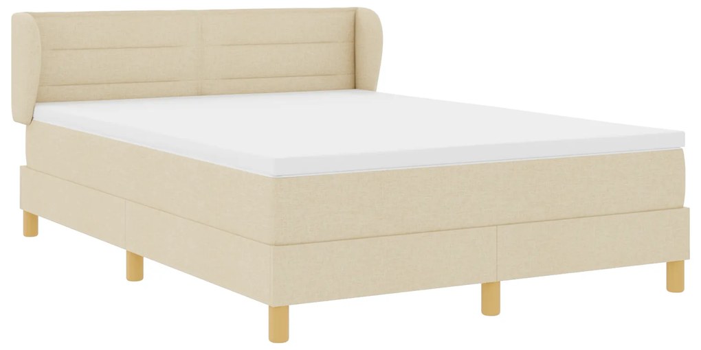 vidaXL Κρεβάτι Box Spring με στρώμα - Κρέμα - 140 x 200 εκ - Ύφασμα