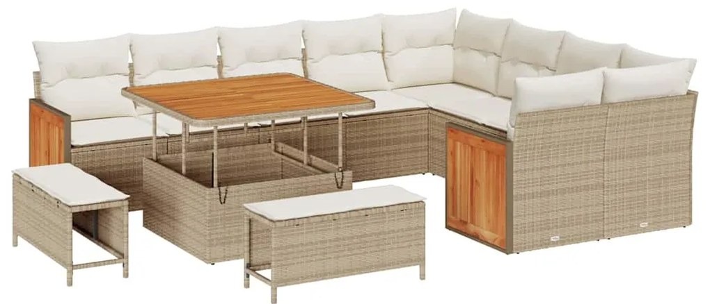 vidaXL Σετ Καναπέ Κήπου 12 pcs μπεζ και κρεμ 100 x 100 x 71 cm
