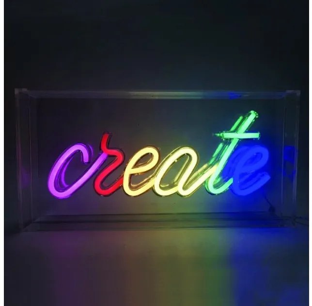 Διακοσμητικό Φωτιστικό Neon Πινακίδα Create 90xLED 3xAA 3,7W IP20 RGB X13903719 Aca X13903719 Διάφανο