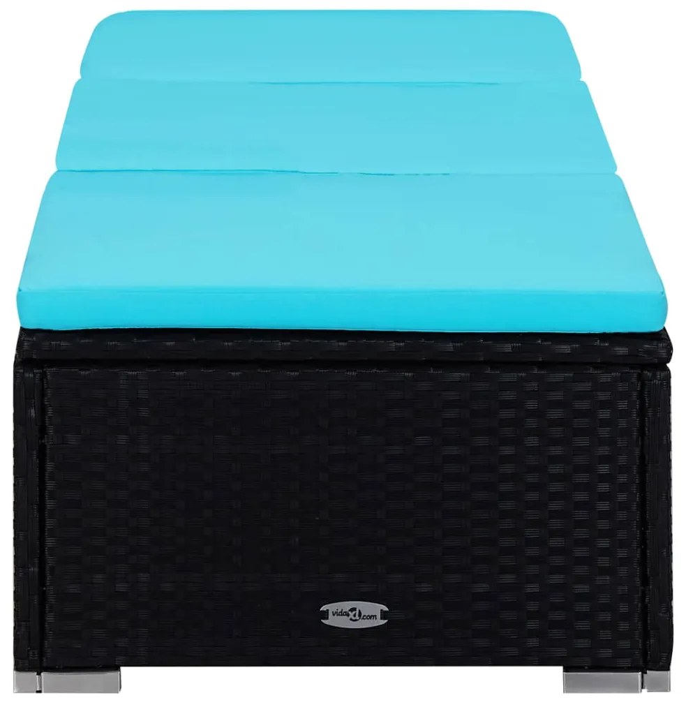 vidaXL Ξαπλώστρα Μπλε από Συνθετικό Ρατάν με Μαξιλάρι &amp; Τραπεζάκι