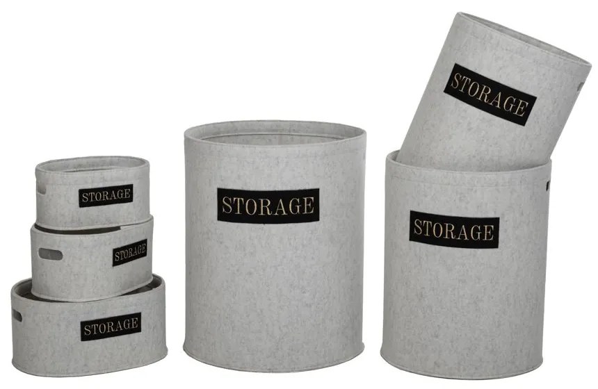 Καλάθι Σετ 6τμχ Τσόχινα Ανοιχτό Γκρι STORAGE 48x35x55εκ.-26x18x14εκ. iliadis 85767