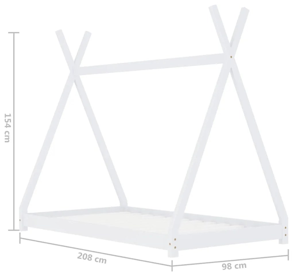 Πλαίσιο Κρεβατιού Παιδικό Λευκό Τύπου Montessori 90 x 200 εκ. Μασίφ Ξύλο Πεύκου - Λευκό