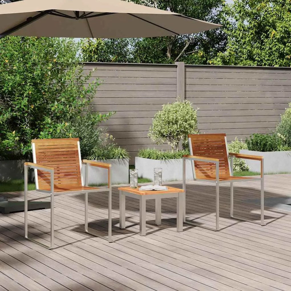 vidaXL Ξαπλώστρα 3-πρόσωπο 3 pcs Καφέ 200 x 60 x 88εκ Μασίφ ξύλο teak
