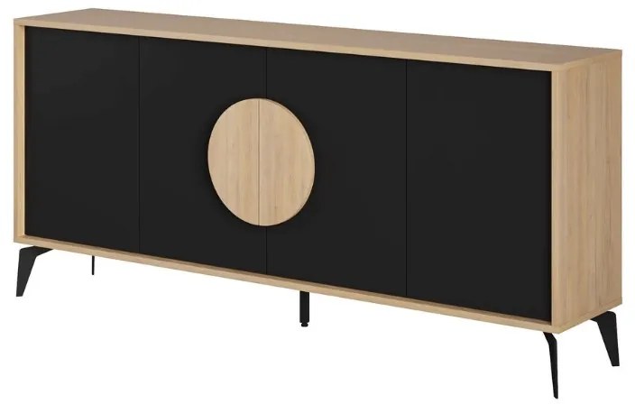 Μπουφές Gora Megapap χρώμα sapphire oak - silky black 180x40x82εκ.