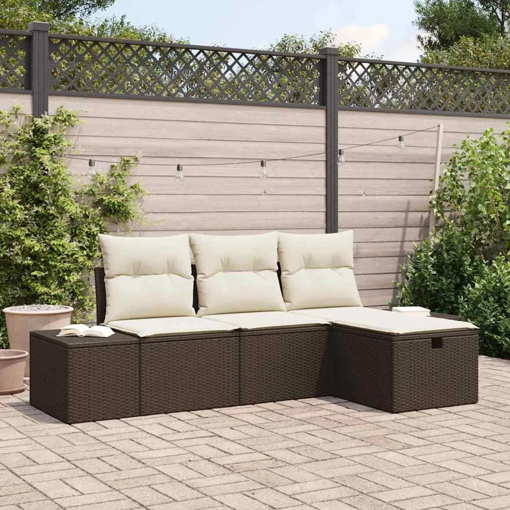 vidaXL Σετ Καναπέ Κήπου 4 pcs Καφέ 55 x 62 x 69 εκ Πολυ ράταν
