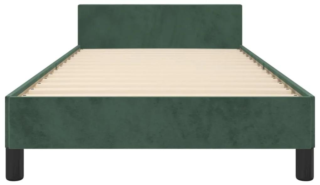 vidaXL Πλαίσιο Κρεβατιού με Κεφαλάρι Σκ. Πράσινο 90x190 εκ. Βελούδινο