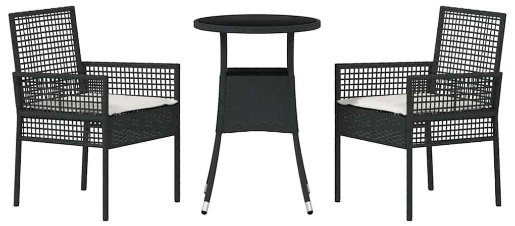 vidaXL Σέτ φαγητού για κήπο 3 pcs Μαύρο συνθετικό ρατάν