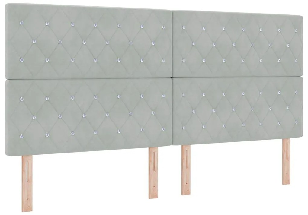 vidaXL Βελούδινο Κεφαλάρι Argyle Ανοιχτό γκρι 200 cm Βελούδο