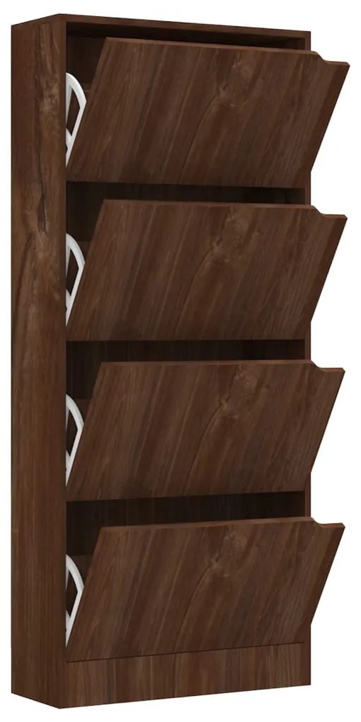 vidaXL Παπουτσοθήκη με 4 Πόρτες Καφέ Δρυς 59x24x136 εκ. Μοριοσανίδα