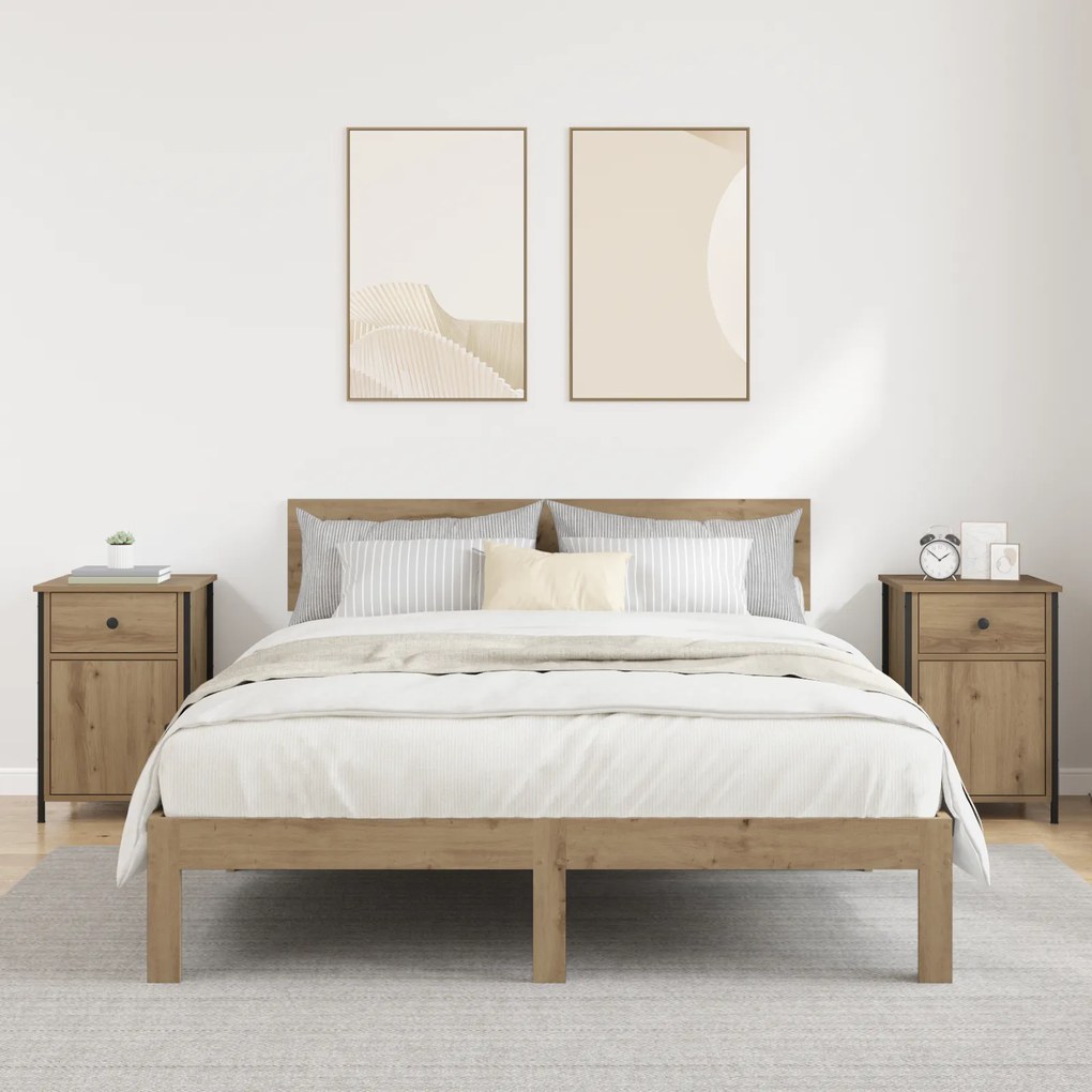 vidaXL Κομοδίνα 2 τεμ από καρυδιά 40x42x60 εκ. Επεξεργασμένο ξύλο