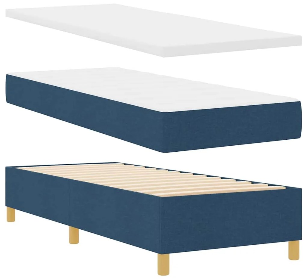 vidaXL Κρεβάτι με ελατήρια με στρώμα Μπλε 80 x 200 cm ύφασμα