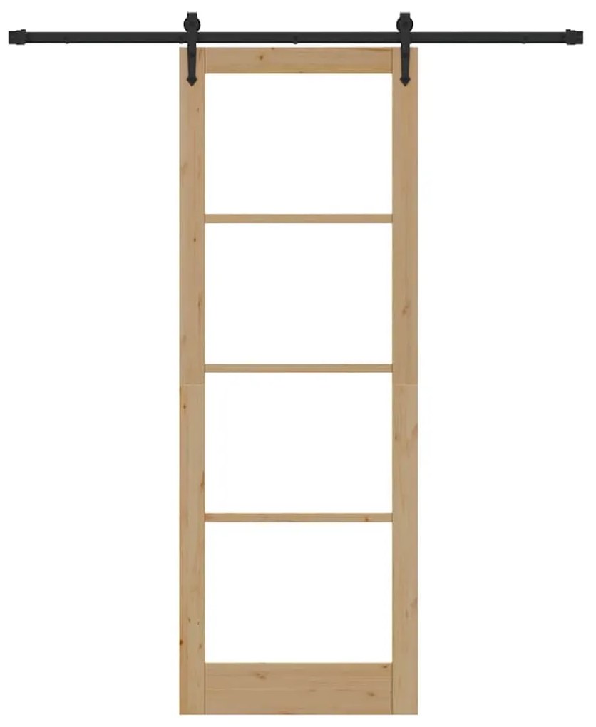 vidaXL Συρόμενη Πόρτα Φυσικό και Μαύρο 83 x 232 εκ.