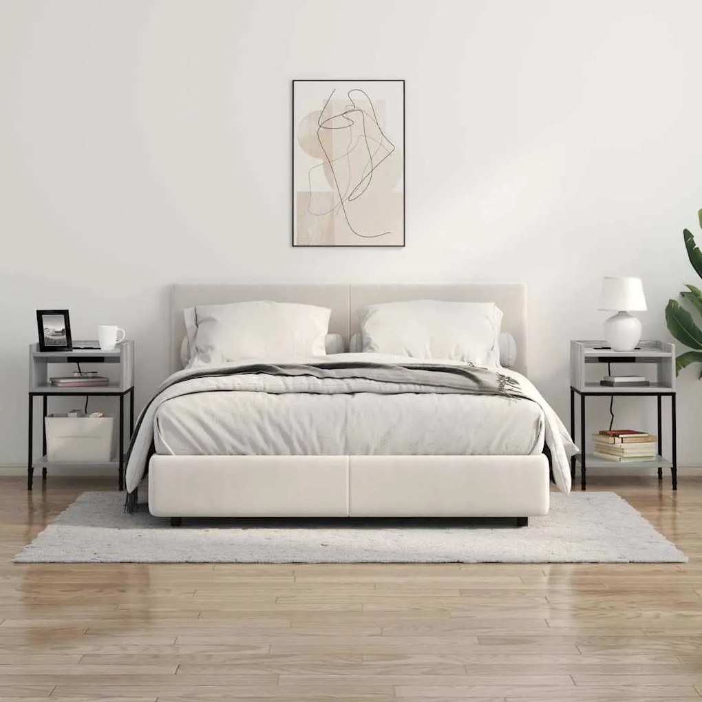 vidaXL Κομοδίνο 2 pcs Γκρίζο Σονομα 40 x 40 x 61 εκ Επεξεργασμένο ξύλο