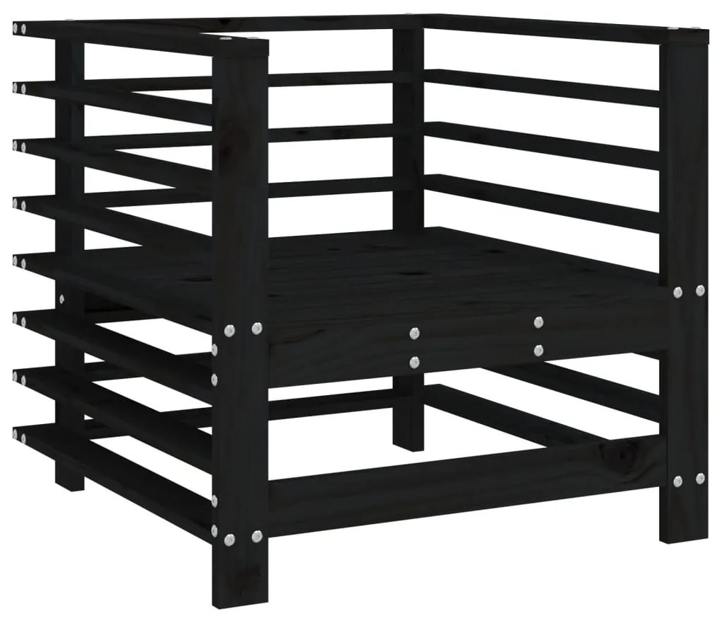 vidaXL Καρέκλες Κήπου με Μαξιλάρια 2 τεμ. Μαύρες από Μασίφ Ξύλο Πεύκου