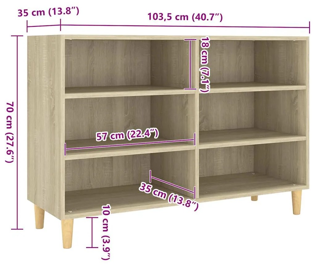 vidaXL Ραφιέρα Sonoma Δρυς 103,5 x 35 x 70 εκ. από Επεξεργ. Ξύλο