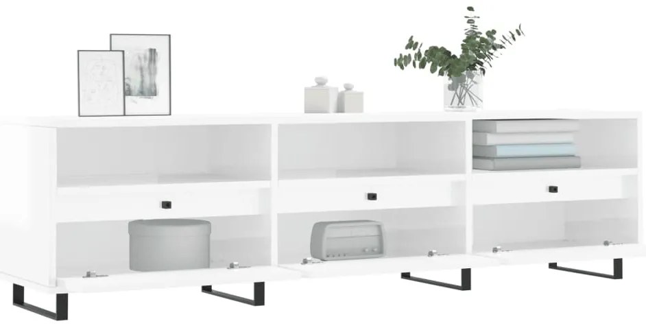 vidaXL Έπιπλο Τηλεόρασης Γυαλ. Λευκό 150x30x44,5 εκ Επεξεργασμένο Ξύλο