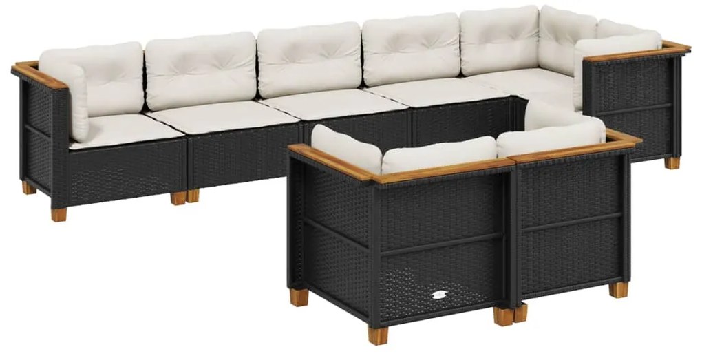 vidaXL Σαλόνι Κήπου 8 Τεμαχίων Μαύρο από Συνθετικό Ρατάν με Μαξιλάρια