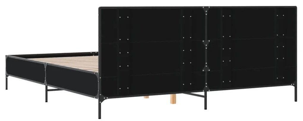 vidaXL Πλαίσιο Κρεβατιού Μαύρο 180 x 200 εκ. Επεξ. Ξύλο &amp; Μέταλλο