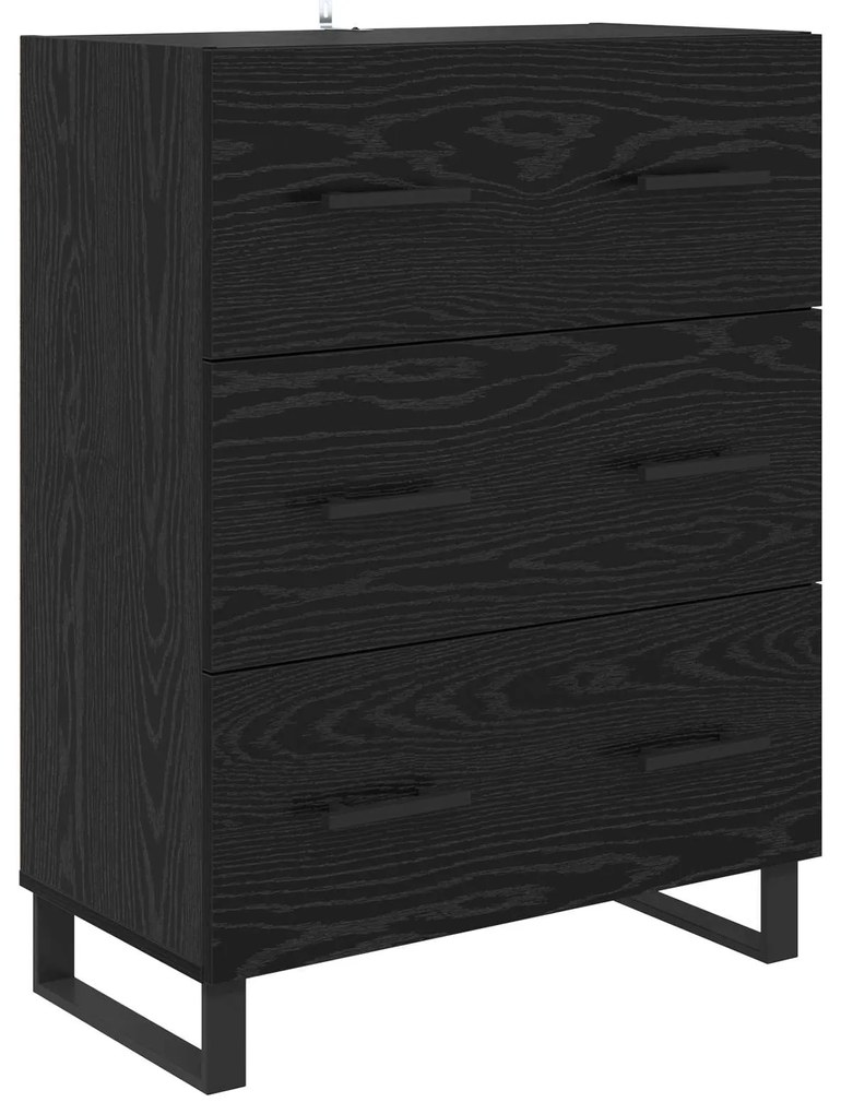 vidaXL Highboard με συρτάρι 2 pcs Μαύρη Οξυά Σύνθετο Ξύλο και Γυαλί