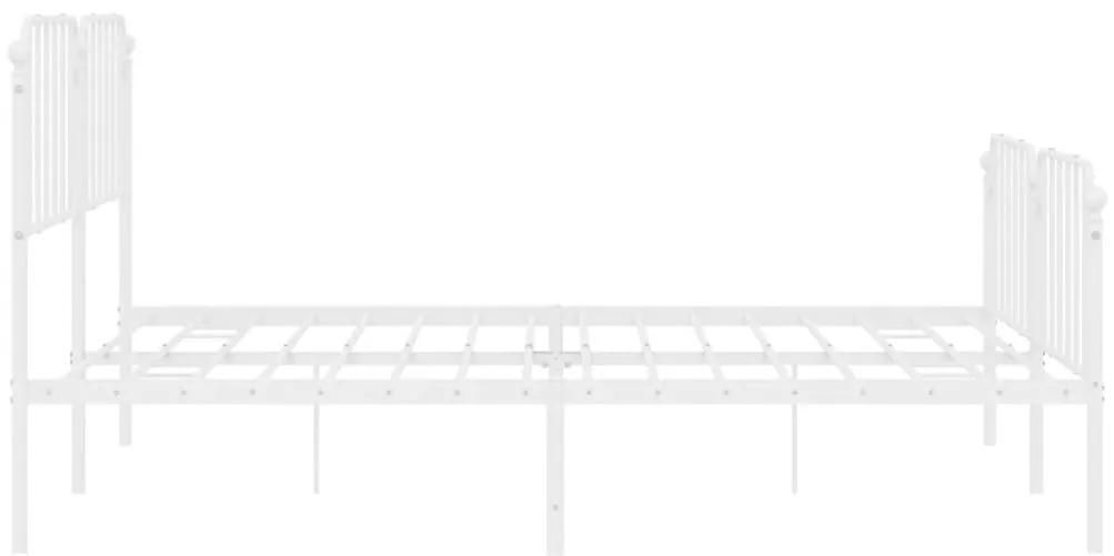 Πλαίσιο Κρεβατιού με Κεφαλάρι/Ποδαρικό Λευκό 193x203εκ. Μέταλλο - Λευκό