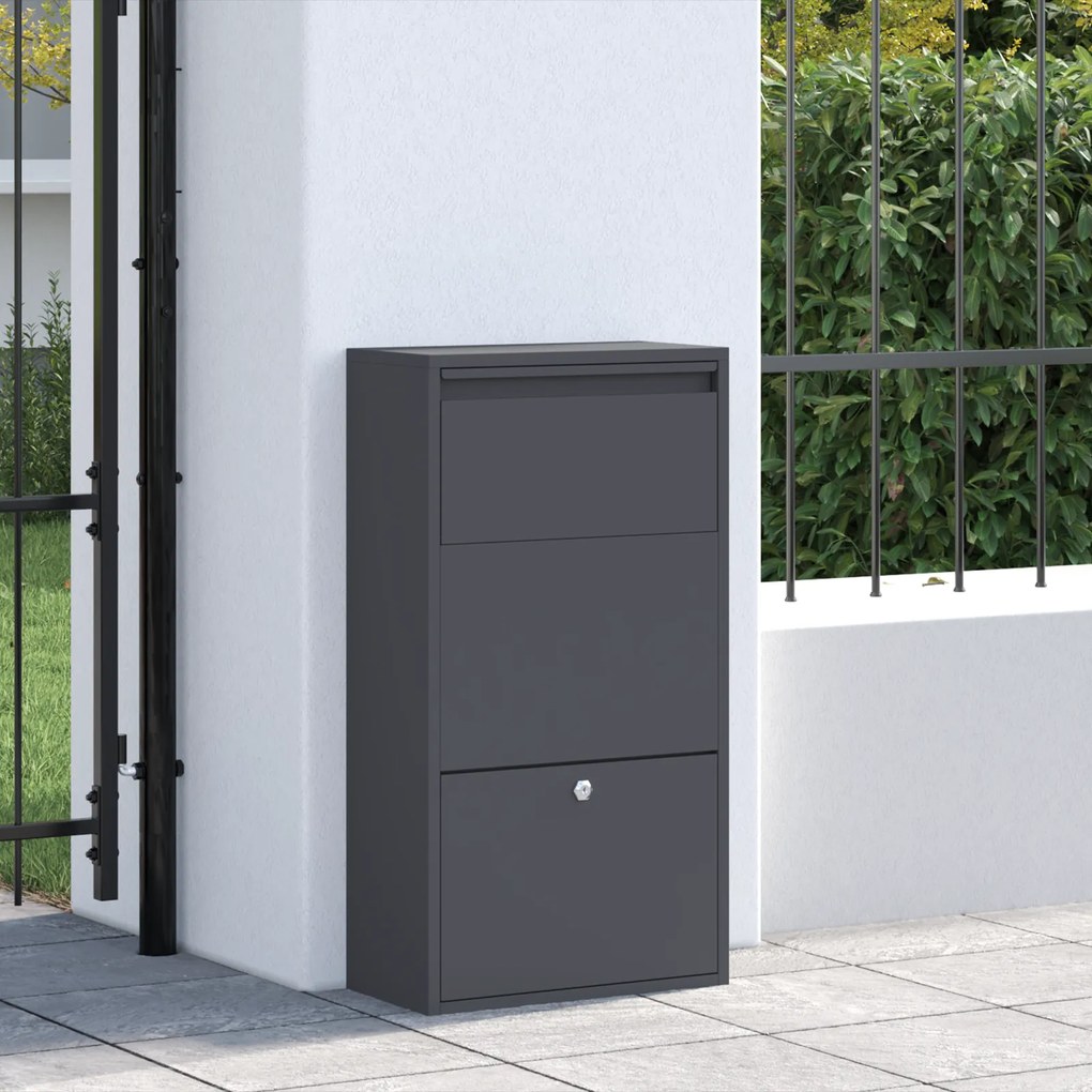 vidaXL Γραμματοκιβώτιο για Πακέτα Ανθρακί 44x22x82 εκ Χάλυβα