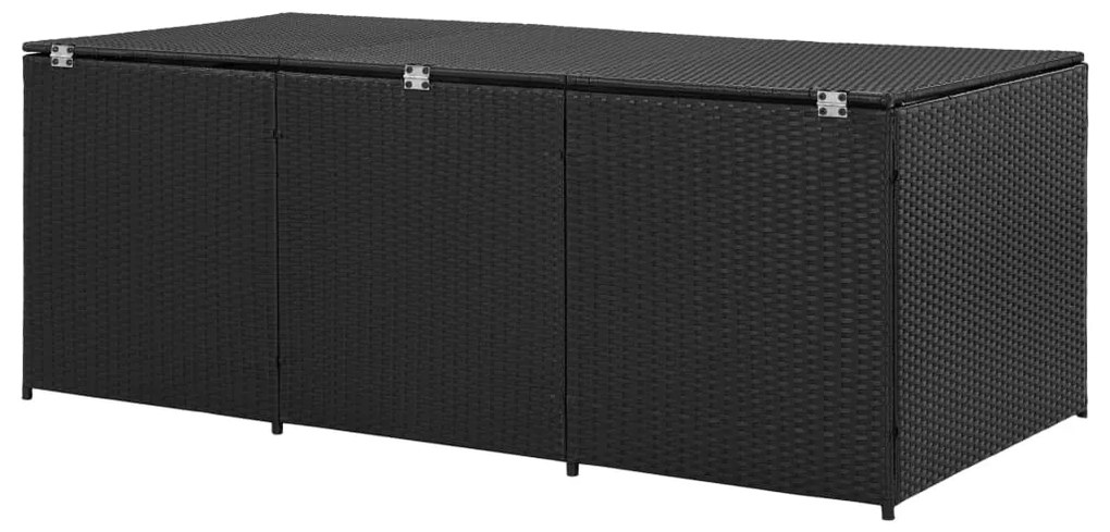 vidaXL Κουτί Αποθήκευσης Κήπου Μαύρο 180x90x70 εκ. από Συνθετικό Ρατάν