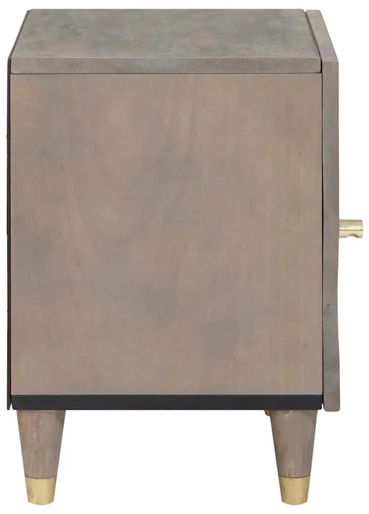 vidaXL Κομοδίνο 2 pcs Γκρι 40 x 33 x 46 εκ. Μασίφ ξύλο μάνγκο