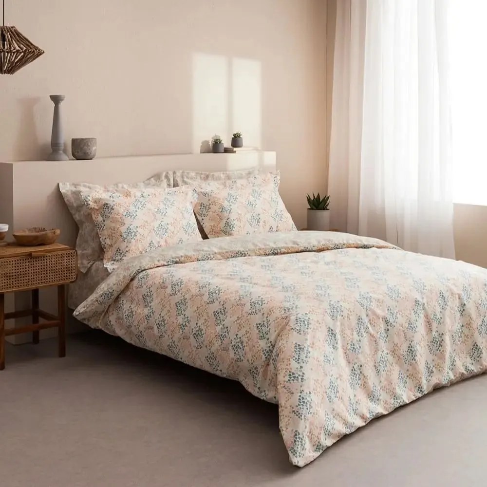 Πάπλωμα Lydia-1 Blue-Beige Vesta Home Queen Size 220x230cm Βαμβάκι-Πολυέστερ