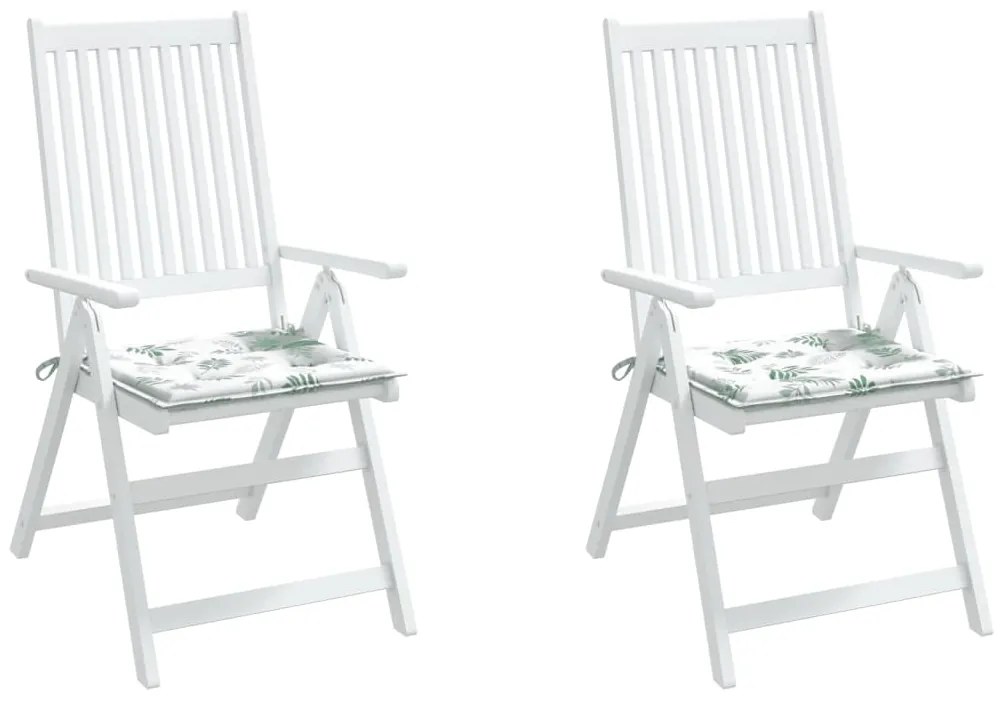 vidaXL Μαξιλάρια Καρέκλας 2 τεμ. Σχέδιο Φύλλων 50x50x3 εκ. Υφασμάτινα