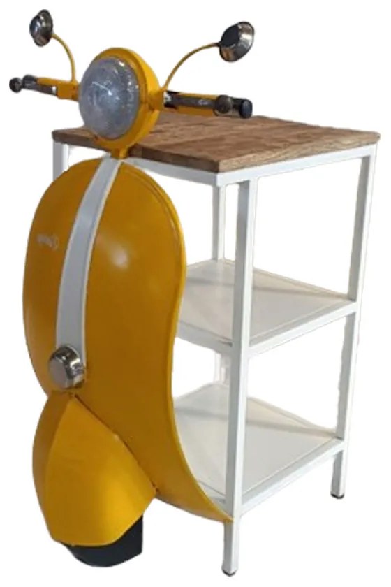 MINI VESPA SIDE TABLE ΜΕ ΡΑΦΙΑ ΚΙΤΡΙΝΟ ΛΕΥΚΟ ΦΥΣΙΚΟ 61x45xH88cm - 04-0989