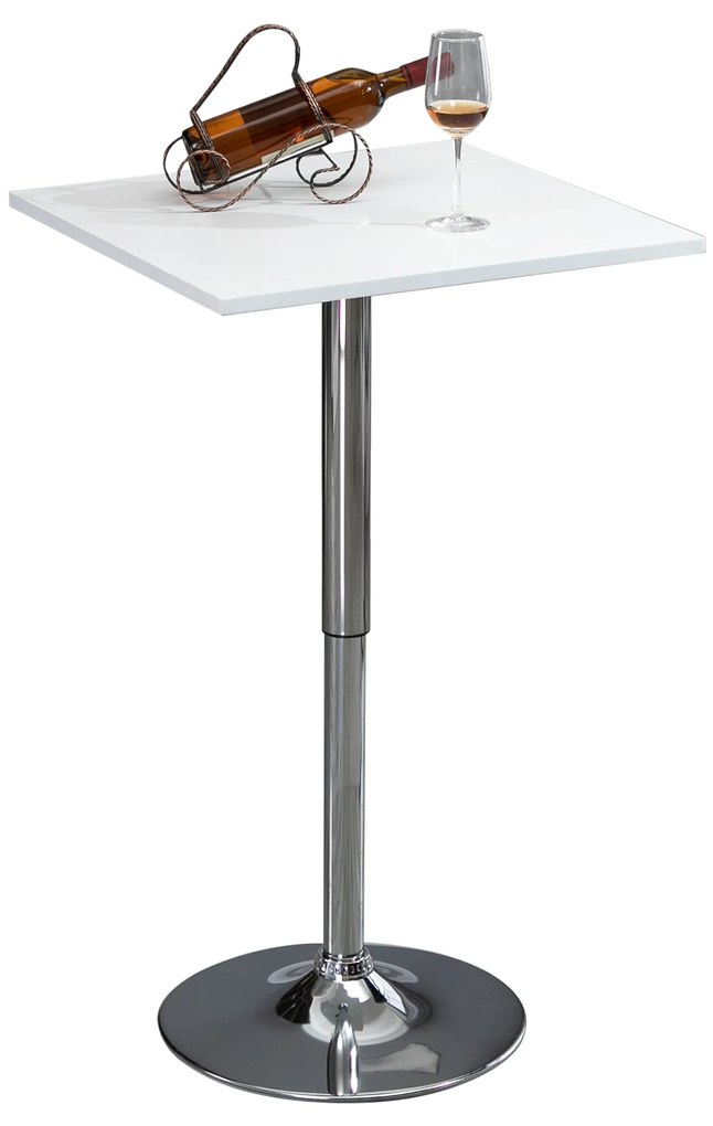 HOMCOM Ρυθμιζόμενο σε ύψος τραπέζι μπαρ, περιστρεφόμενο 360°, πόδια ανθεκτικά στις γρατζουνιές, σταθερή μεταλλική βάση, λευκό