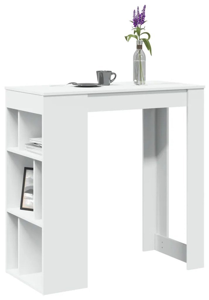 Τραπέζι Μπαρ με Ράφια Λευκό 102 x 50 x 103,5 εκ.από Επεξ. Ξύλο