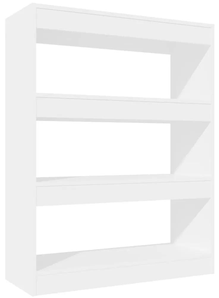 Βιβλιοθήκη/Διαχωρ. Χώρου Γυαλ. Λευκό 80x30x103 εκ Επεξεργ. Ξύλο - Λευκό
