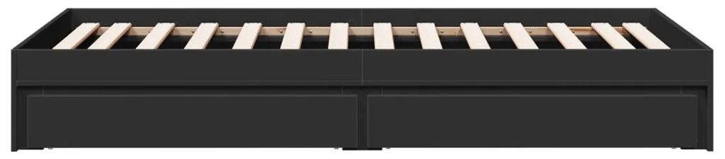 vidaXL Πλαίσιο Κρεβατιού με Συρτάρια Μαύρο 90x190 εκ. Επεξ. Ξύλο