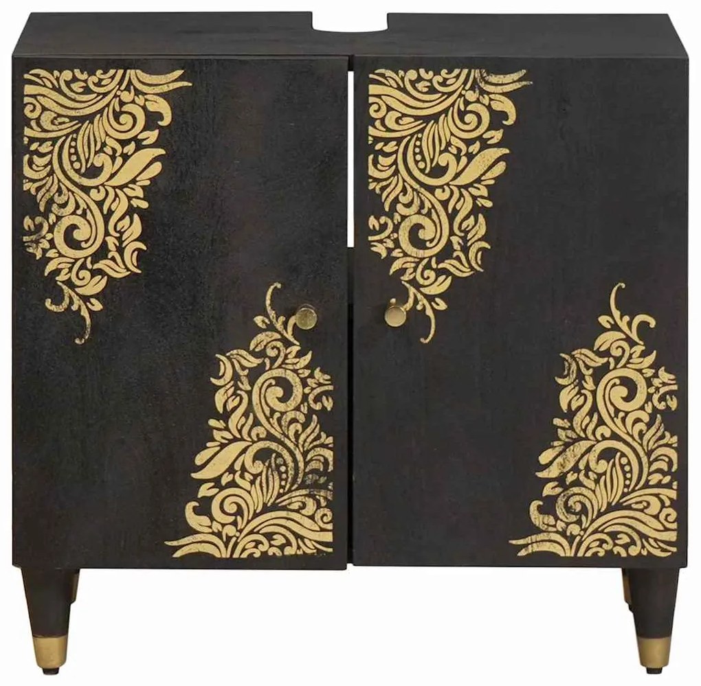 vidaXL Ντουλάπι νιπτήρα Μαύρο 62 x 33 x 58 εκ. Στερεό ξύλο μάνγκο