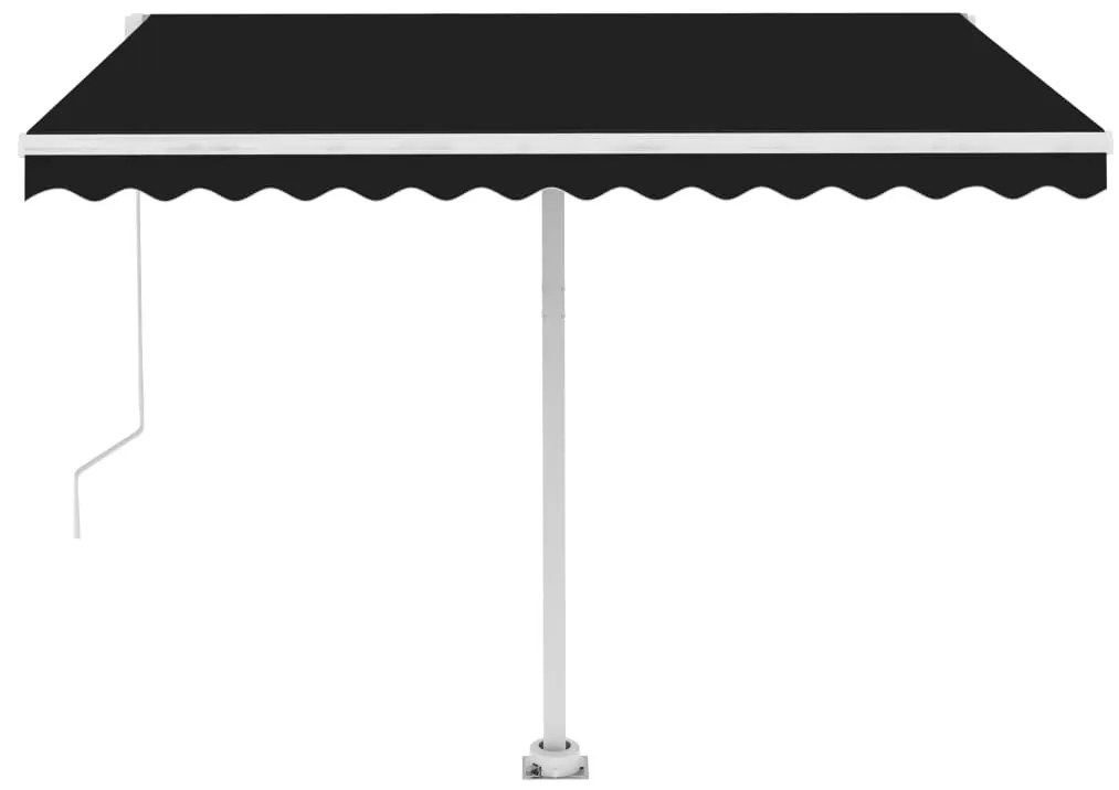 vidaXL Τέντα Συρόμενη Χειροκίνητη με LED Ανθρακί 350 x 250 εκ.