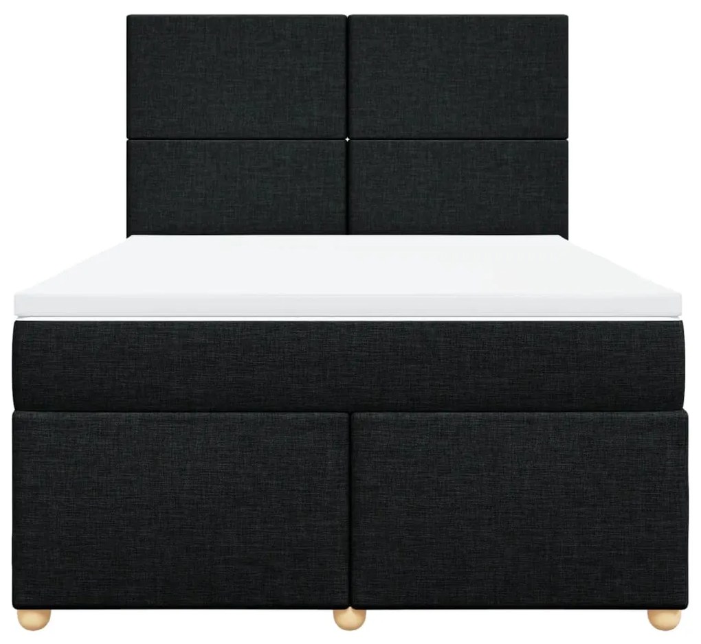 vidaXL Κρεβάτι Boxspring με Στρώμα Μαύρο 140x200 εκ. Υφασμάτινο